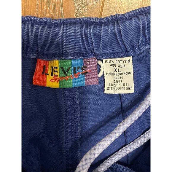 Vintage 1980s Levi's Sport Track Warm Up Windbreaker Pants Blue Size XL - Picture 2 of 7